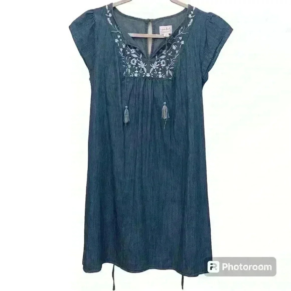 Maternity XS Dress Blue Denim Style with String to Tie around Waist | - Picture 1 of 3